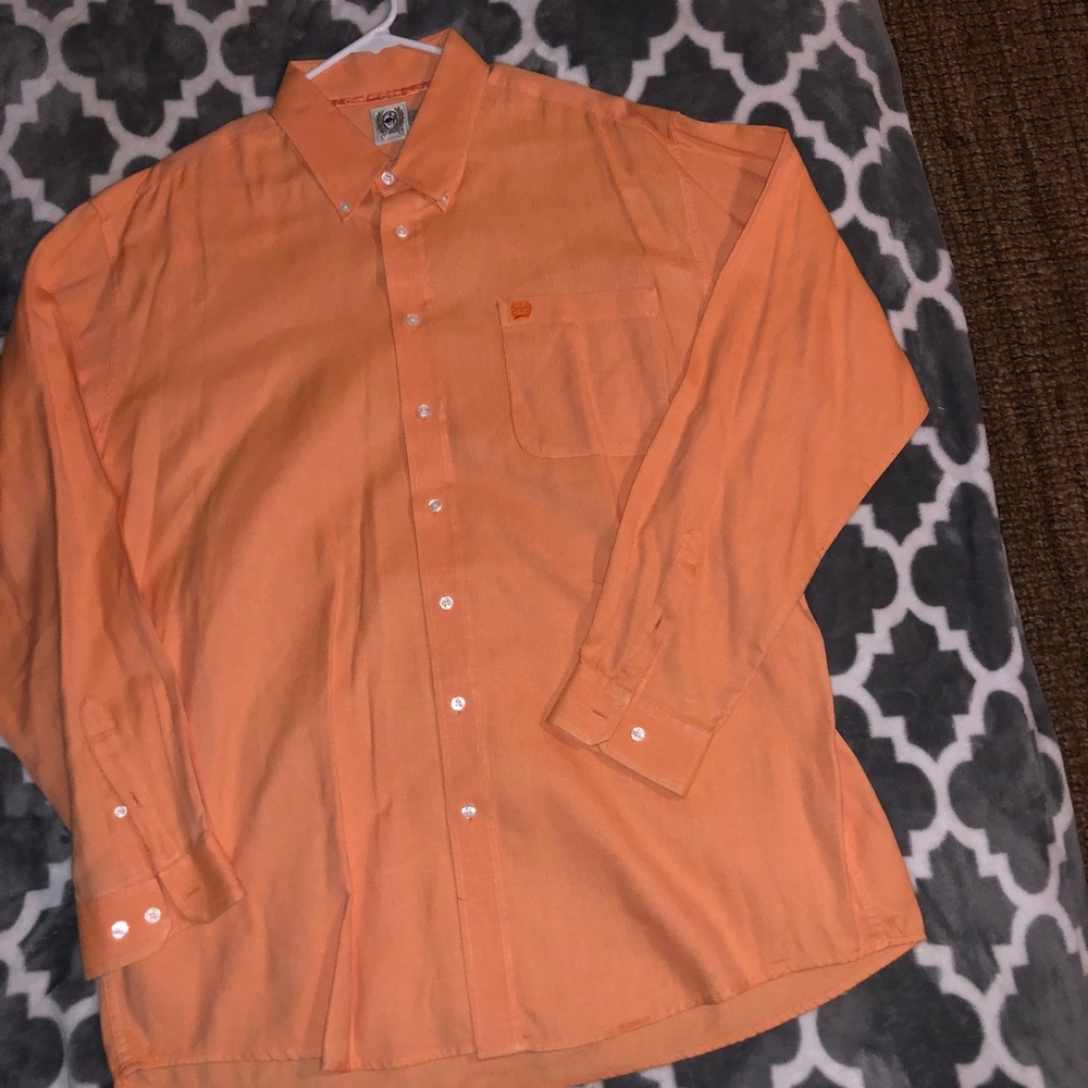 Orange button down shirt